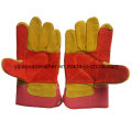 Reinforcement Palm Cow Split Leather Working Work Gloves